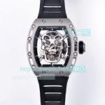 JB Factory Richard Mille Skull Tourbillon Replica RM 52-01 Watch Black Rubber Strap